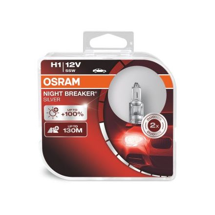 OSRAM 12V 55W P14.5s H1 NIGHT BREAKER® SILVER Duo-Box