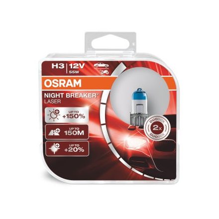 OSRAM 12V 55W PK22s H3 NIGHT BREAKER® LASER Duo-Box