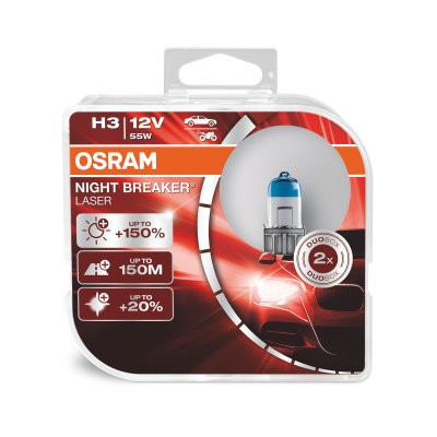 OSRAM 12V 55W PK22s H3 NIGHT BREAKER® LASER Duo-Box