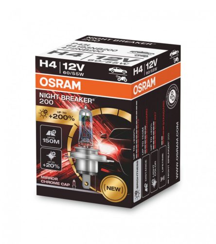 Osram 12V 60/55W P43T H4 NIGHT BREAKER 200 Doboz