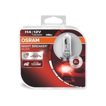 OSRAM 12V 60/55W P43t H4 NIGHT BREAKER® SILVER Duo-Box