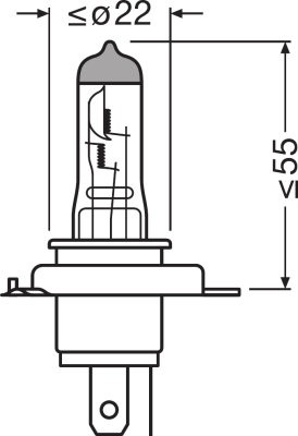 OSRAM 12V 60/55W P43T H4 STANDARD Doboz
